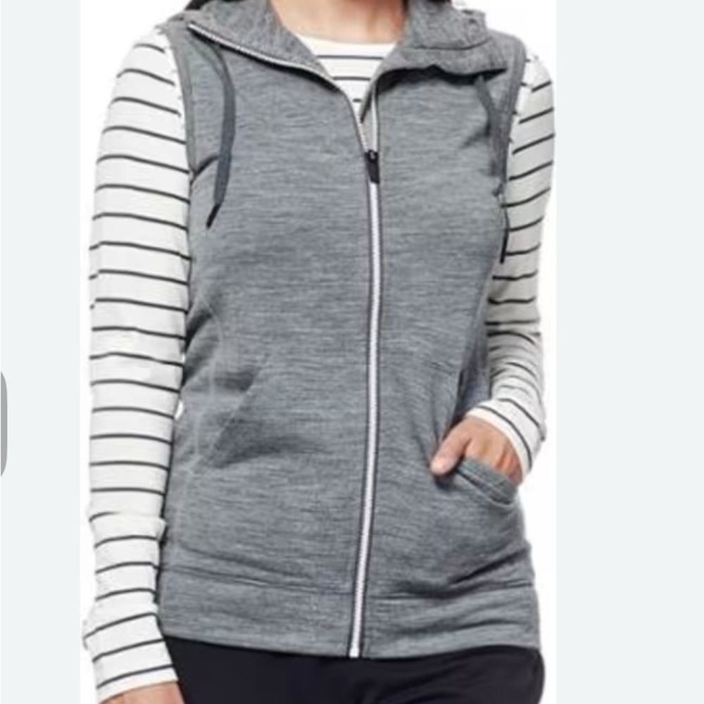 Icebreaker Gray Sleeveless Merino Hoodie  XS 100% Merino Vest Hood Zip Sweater